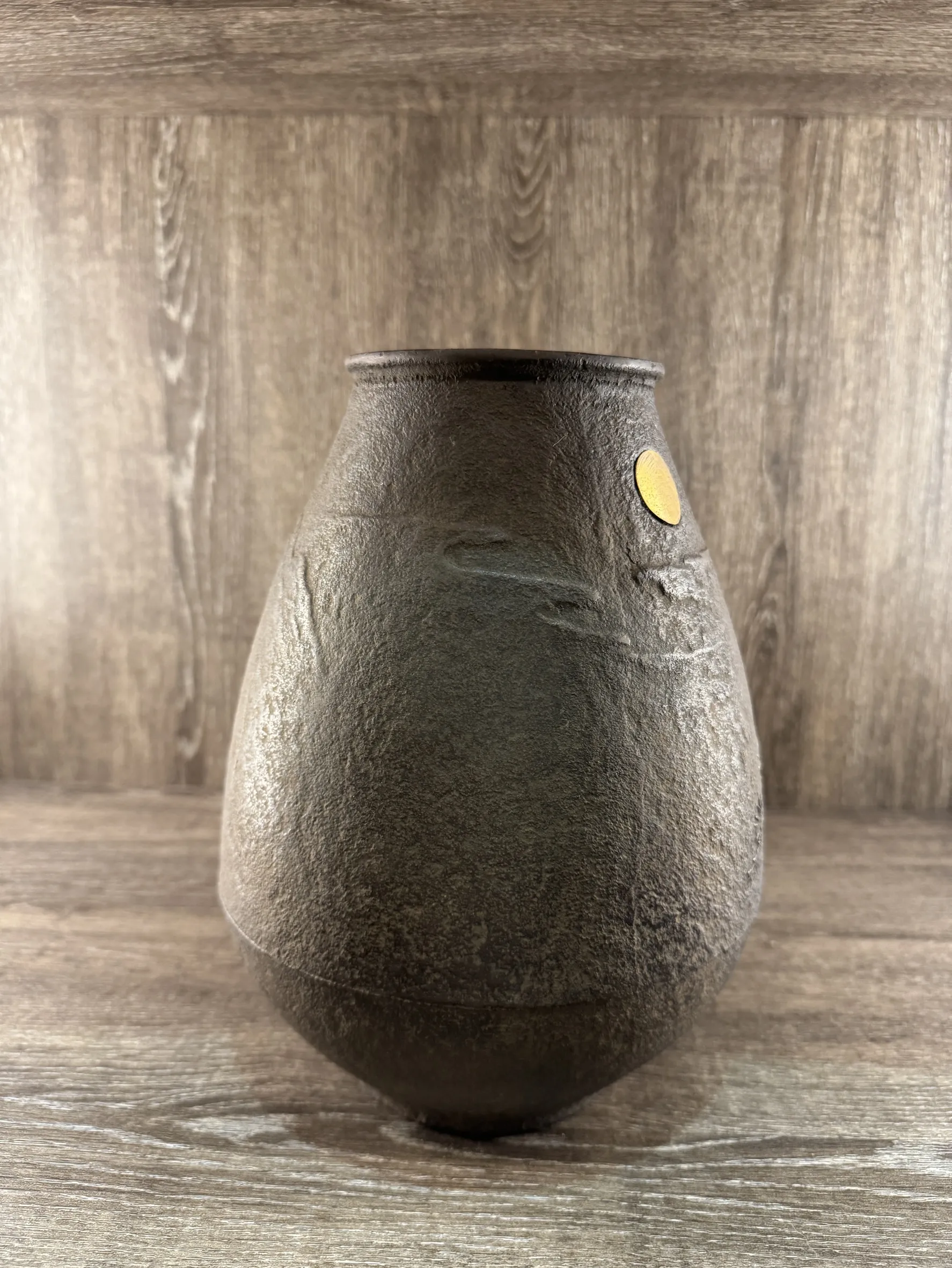 明治時期 鐵製金銀象嵌鶴松圖花瓶