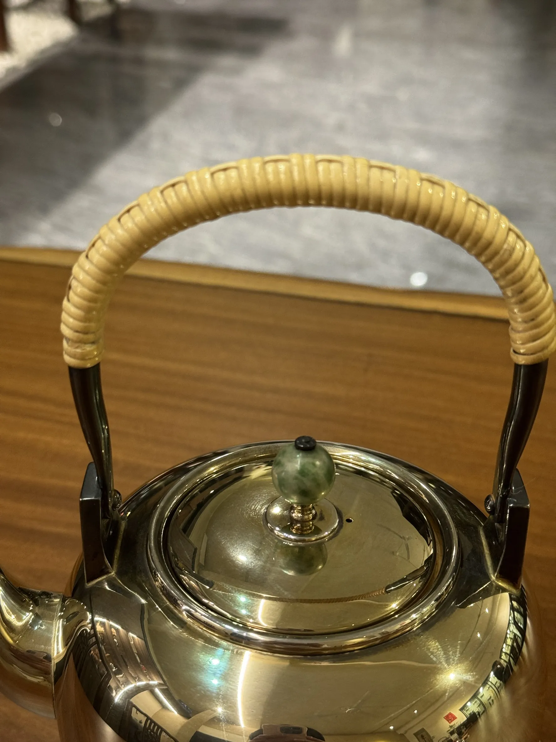 竹翁堂 玉摘鍍金純銀湯沸