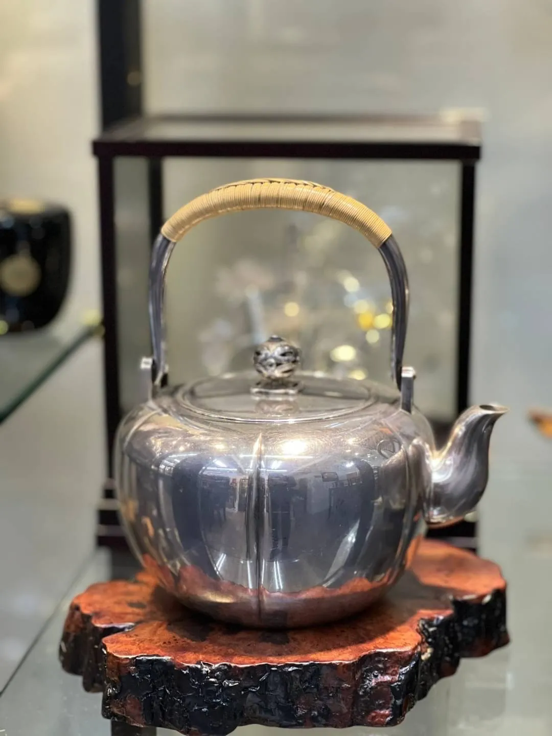 四世藏六作 阿古陀型純銀湯沸