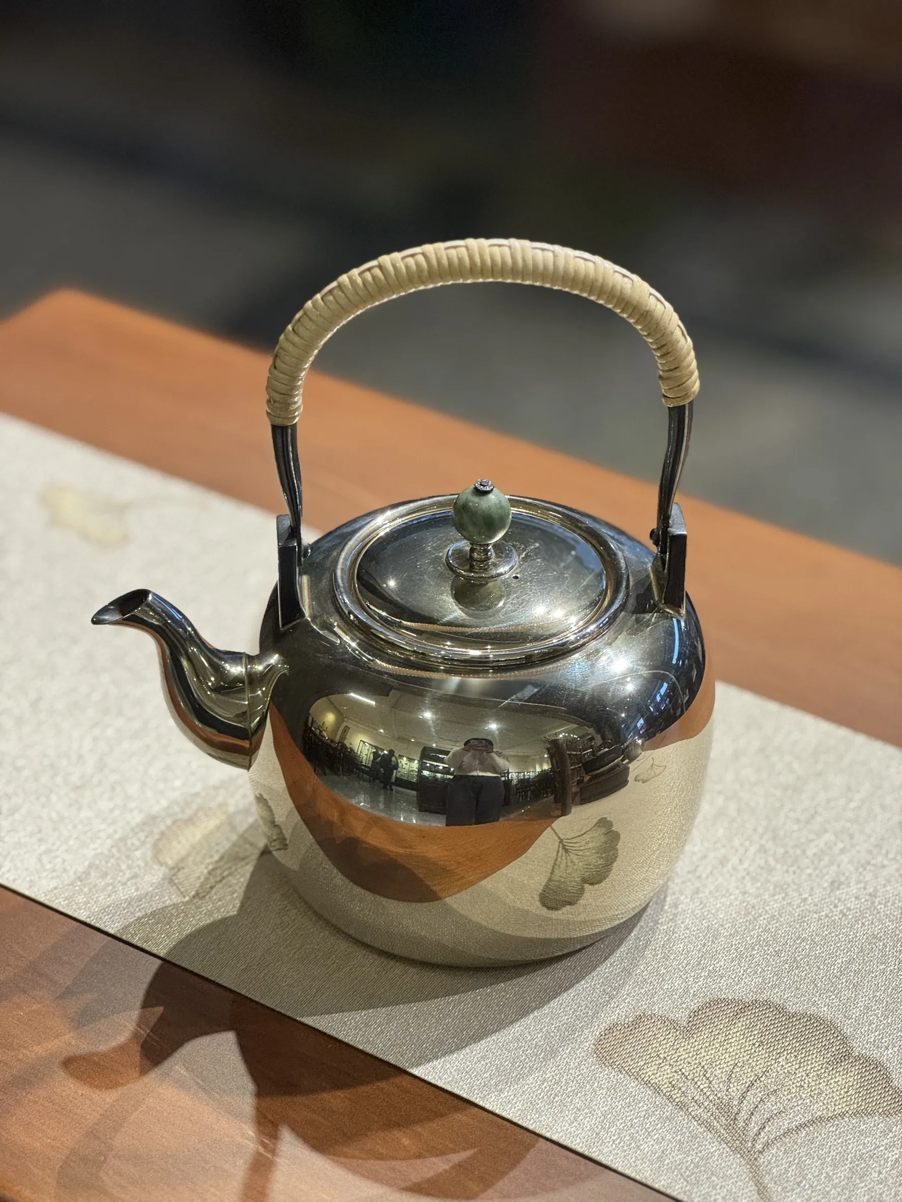 竹翁堂 玉摘鍍金純銀湯沸