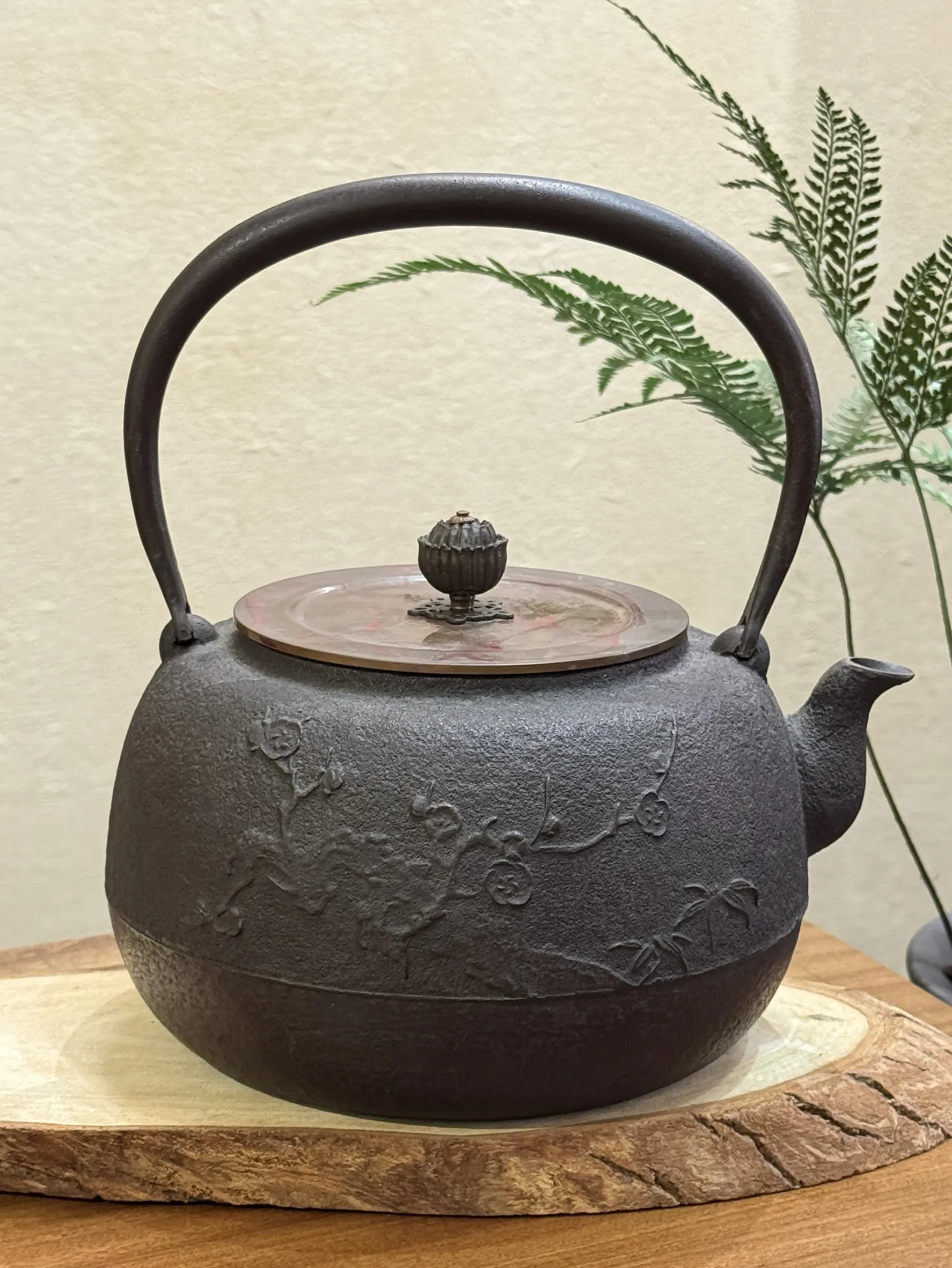 長文堂 紫斑銅蓋 梅花紋 老鐵壺