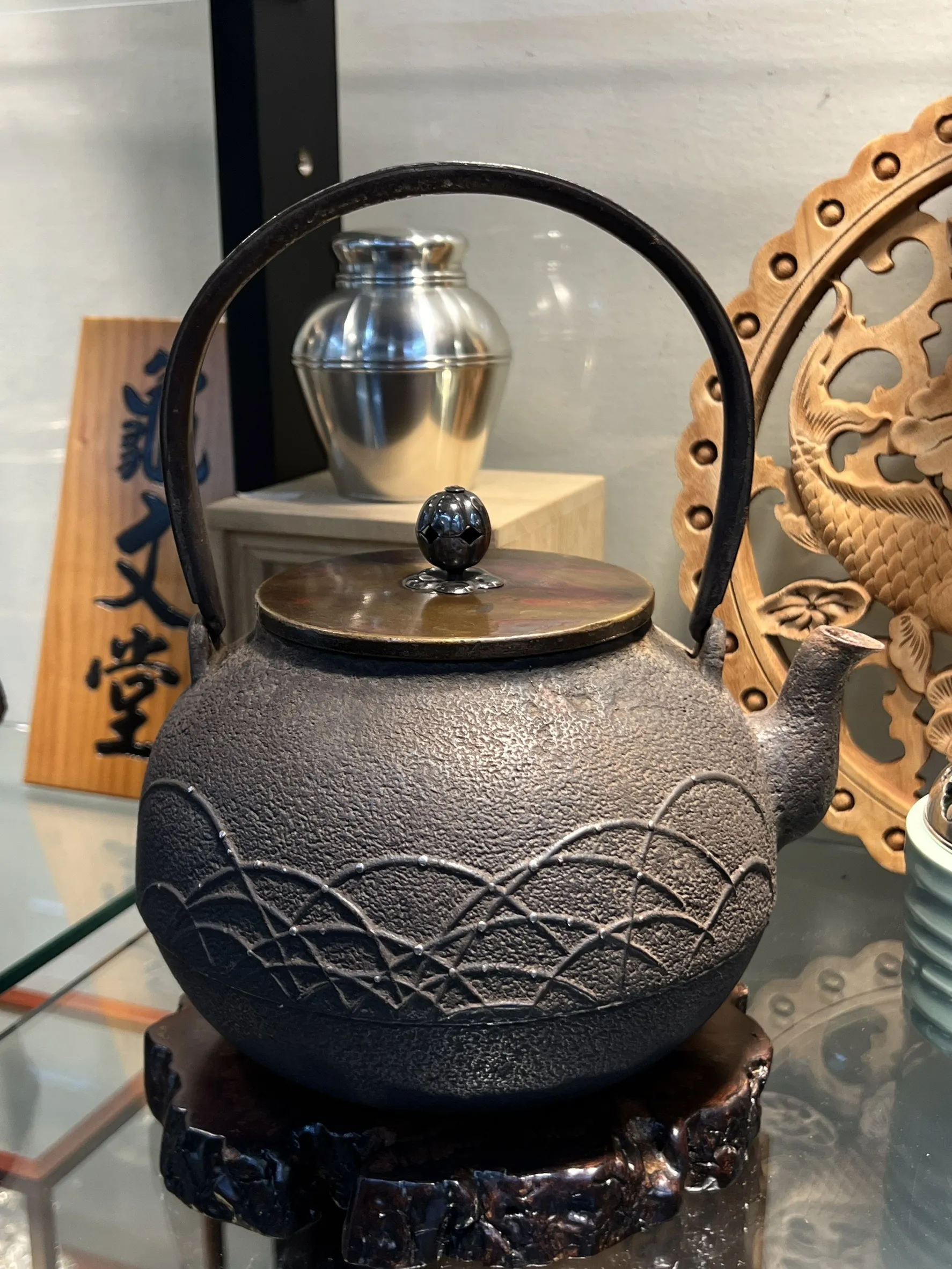 明治末期 金壽堂三代雨宮作 銀摘嵌銀芒草紋