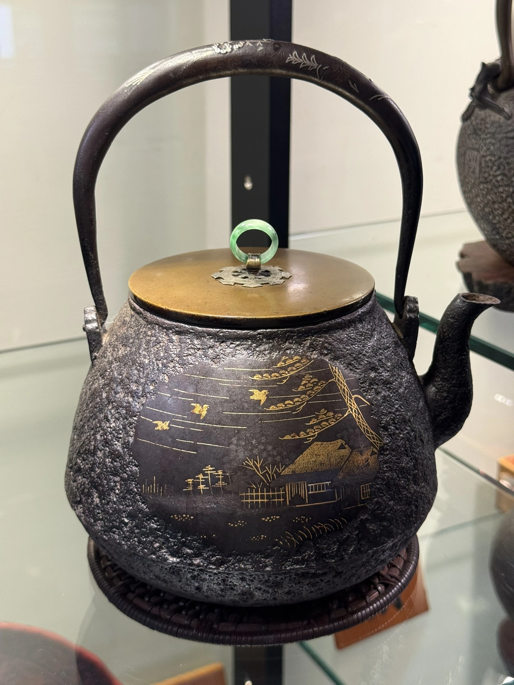 明治時期｜金壽堂 雨宮宗作品｜錯金山水鐵壺