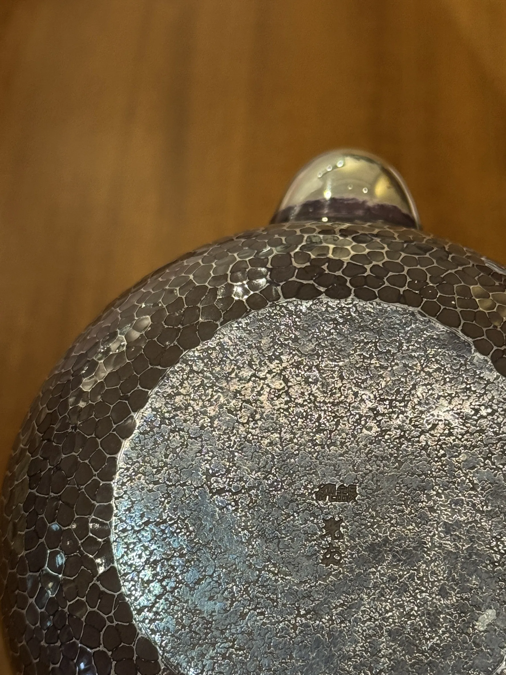 石黑光南 燻紫槌目紋 純銀牙把急須