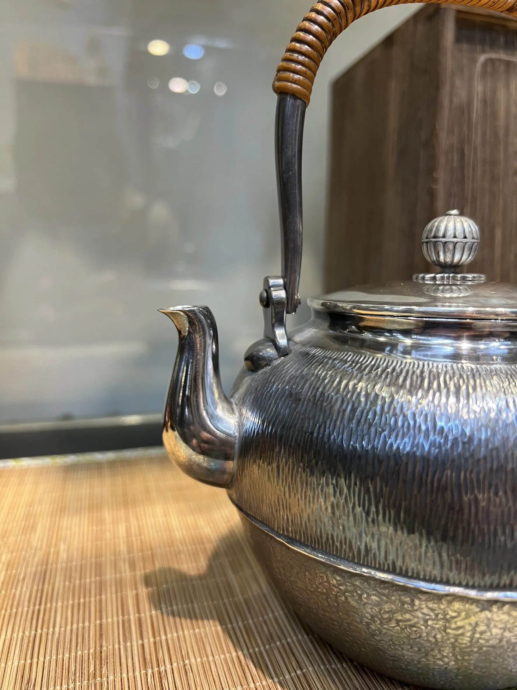 家徽訂製款 御座紋菊花花苞摘 純銀湯沸