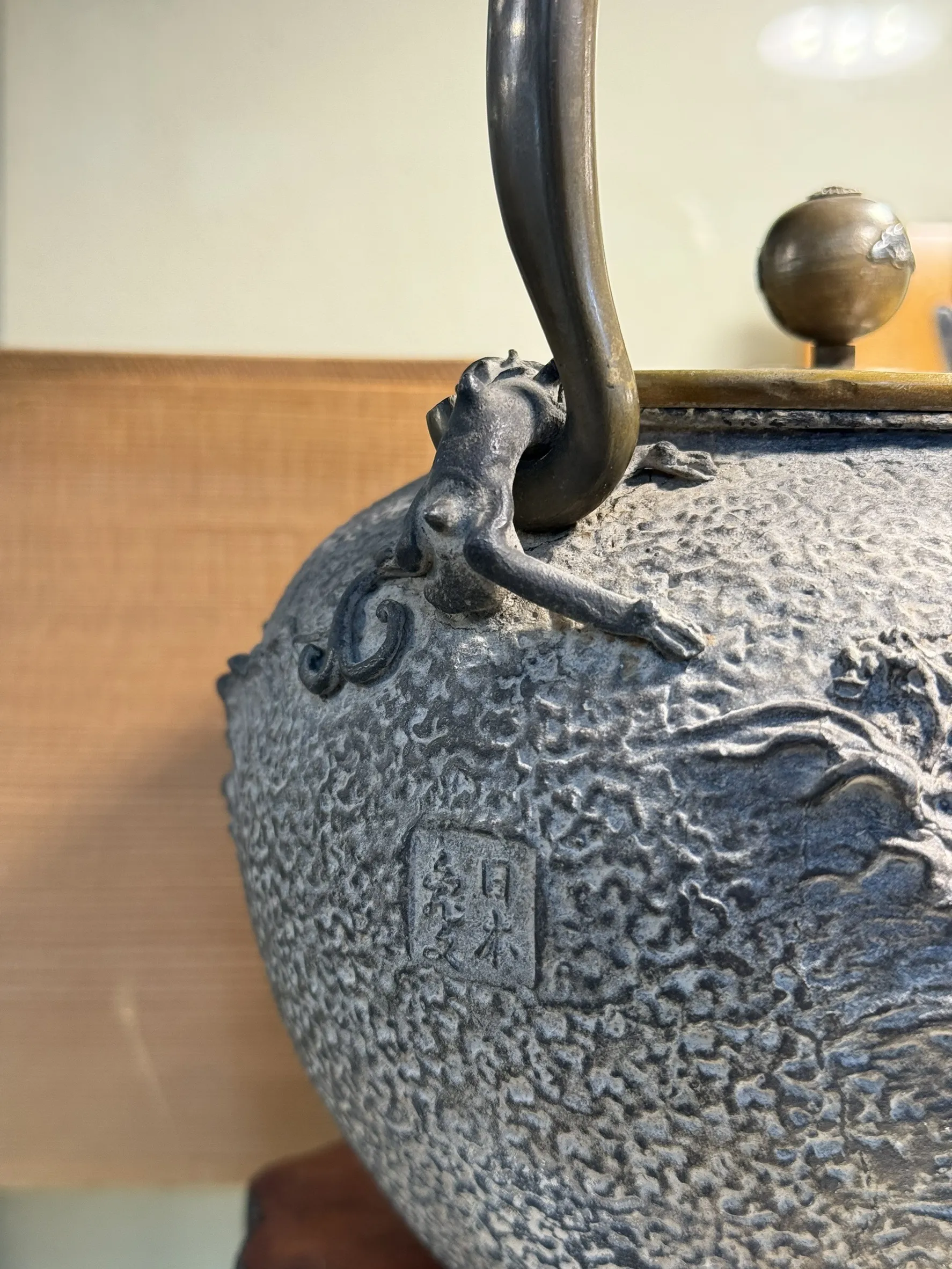 明治末期 龜文堂 白肌紋 湖畔樓閣山水波千鳥