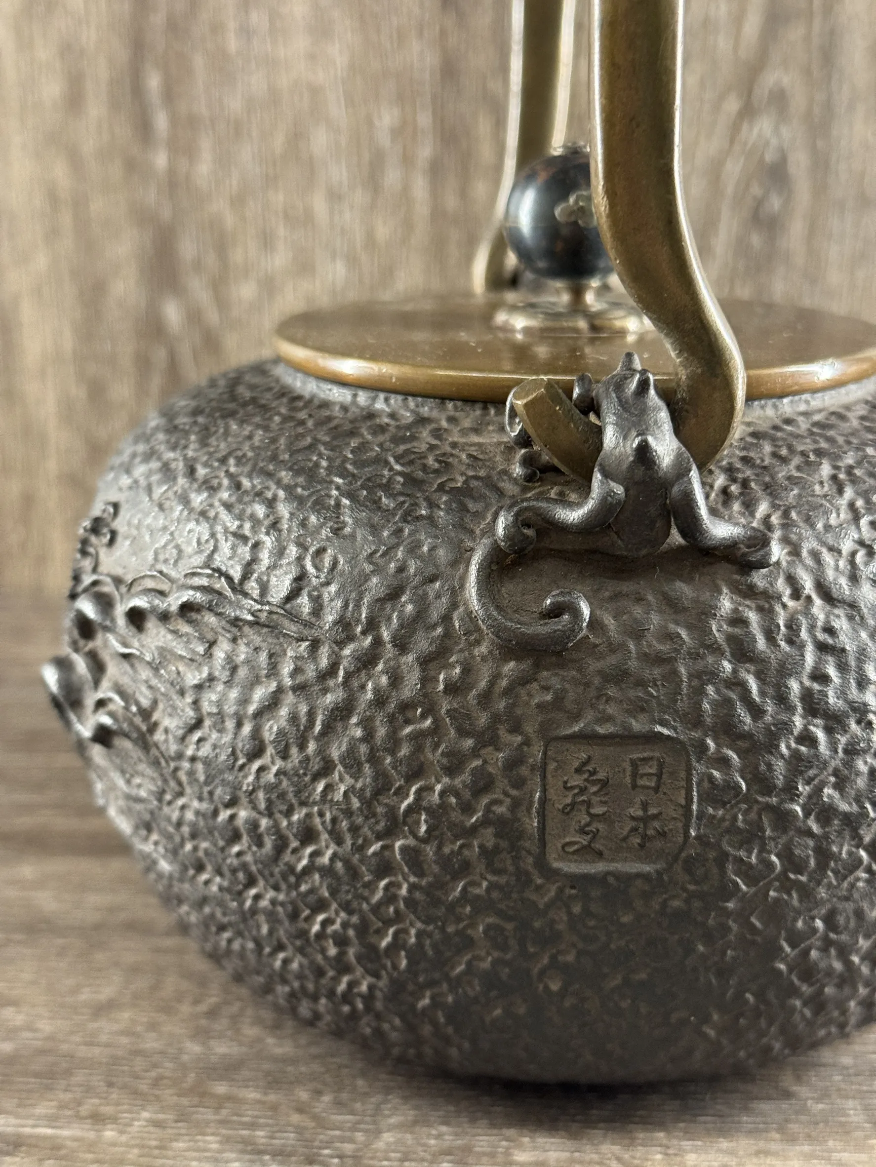 龜文堂 山水家屋波千鳥 老鐵壺