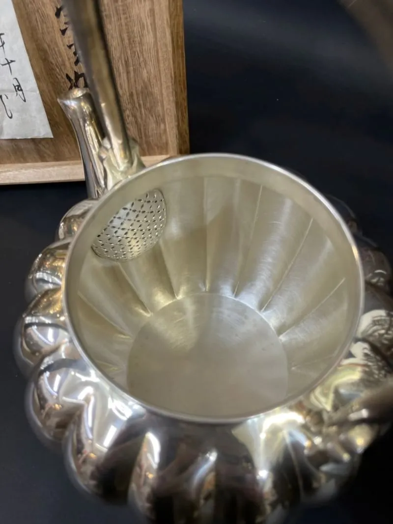 長養齋 宗光好 菊型純銀湯沸