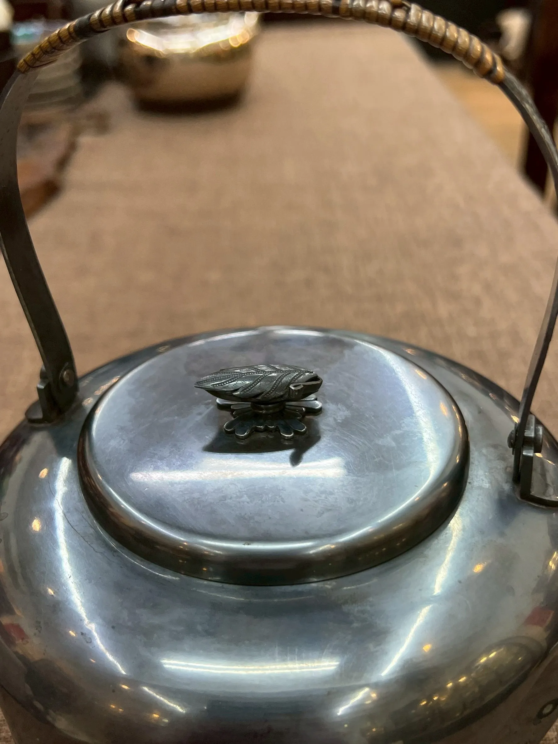 大正時期 大槌目 金銀雕花把 湯沸