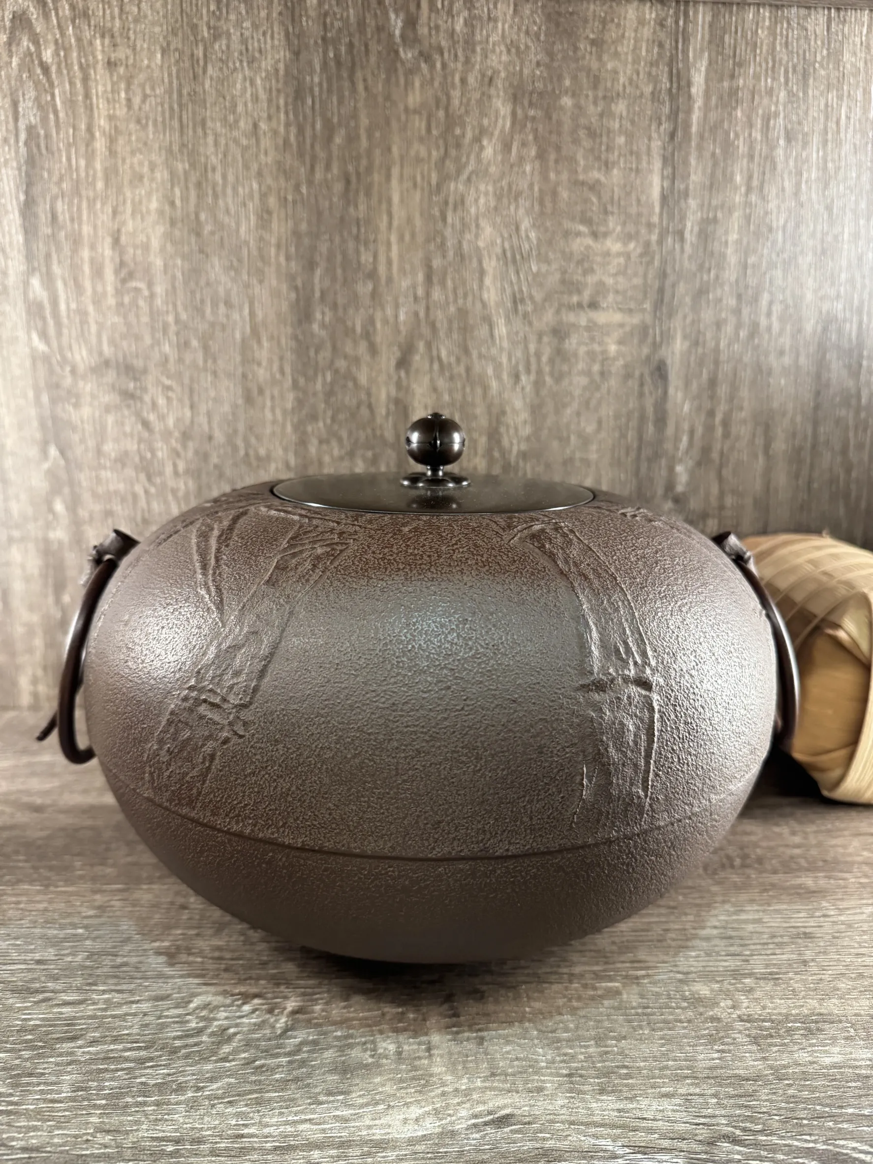 角谷一圭作 竹紋 和銑茶釜