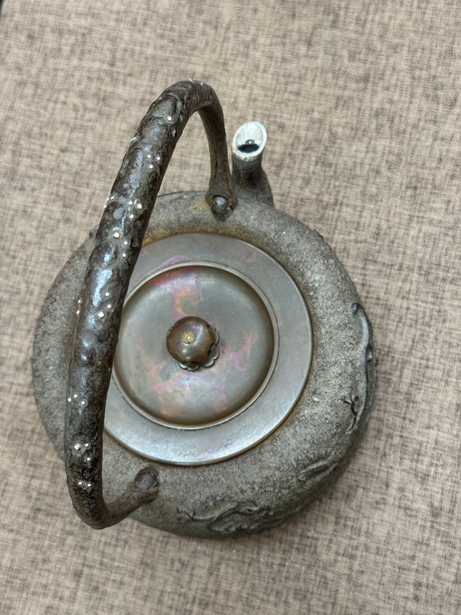 道安形雲龍銀眼 銀把銀口鐵瓶