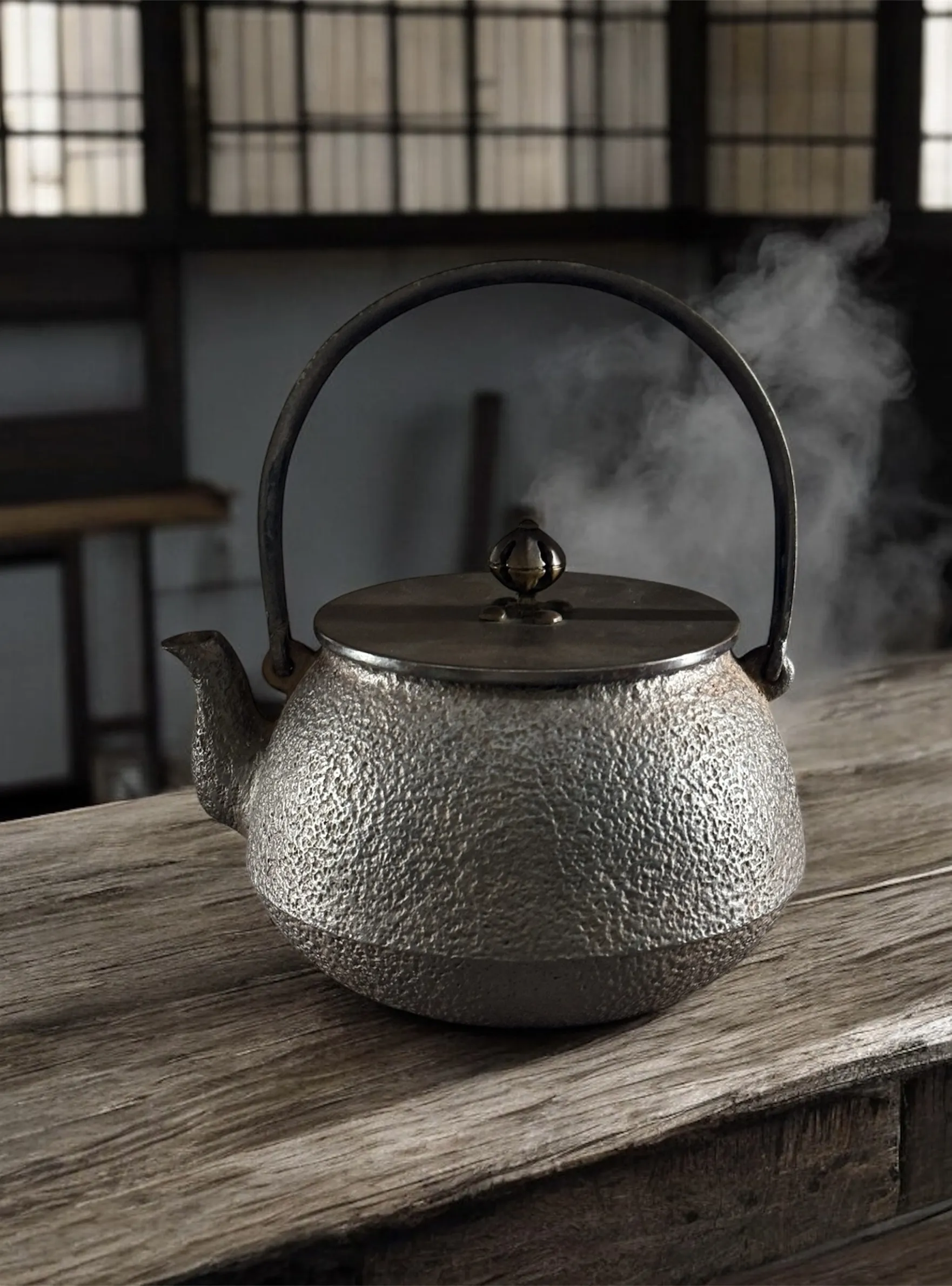 金壽堂二代雨宮宗兵衛作 嵌銀平把老鐵瓶