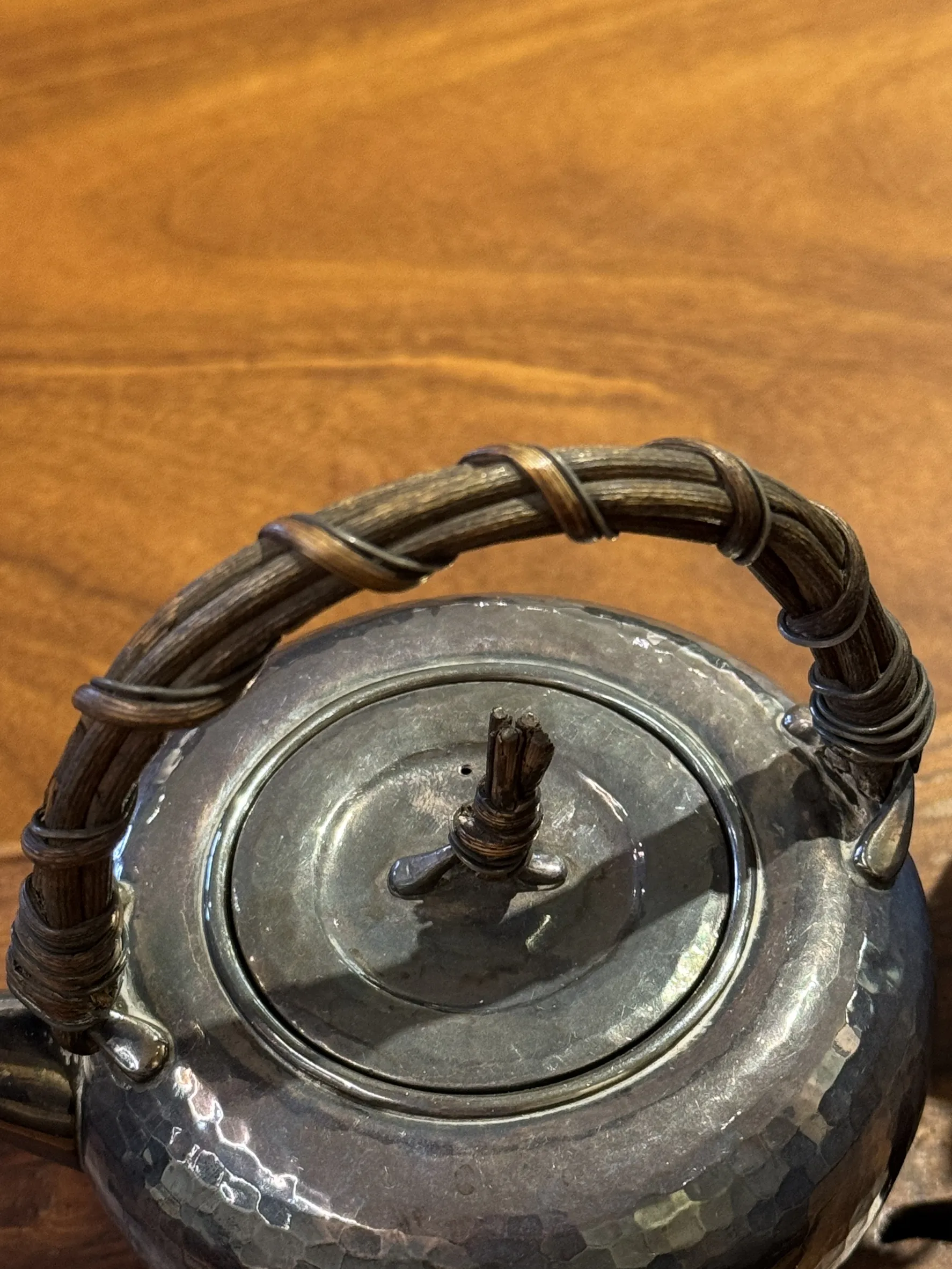 藤編提樑槌目純銀急須