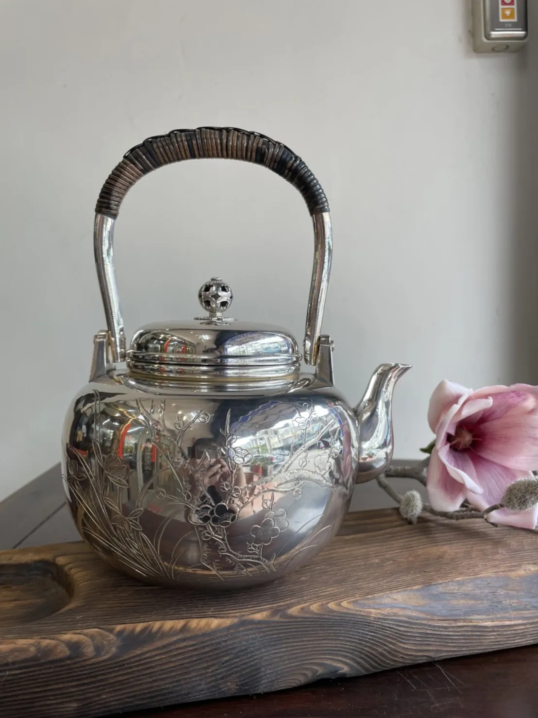 金工師四君子純銀湯沸