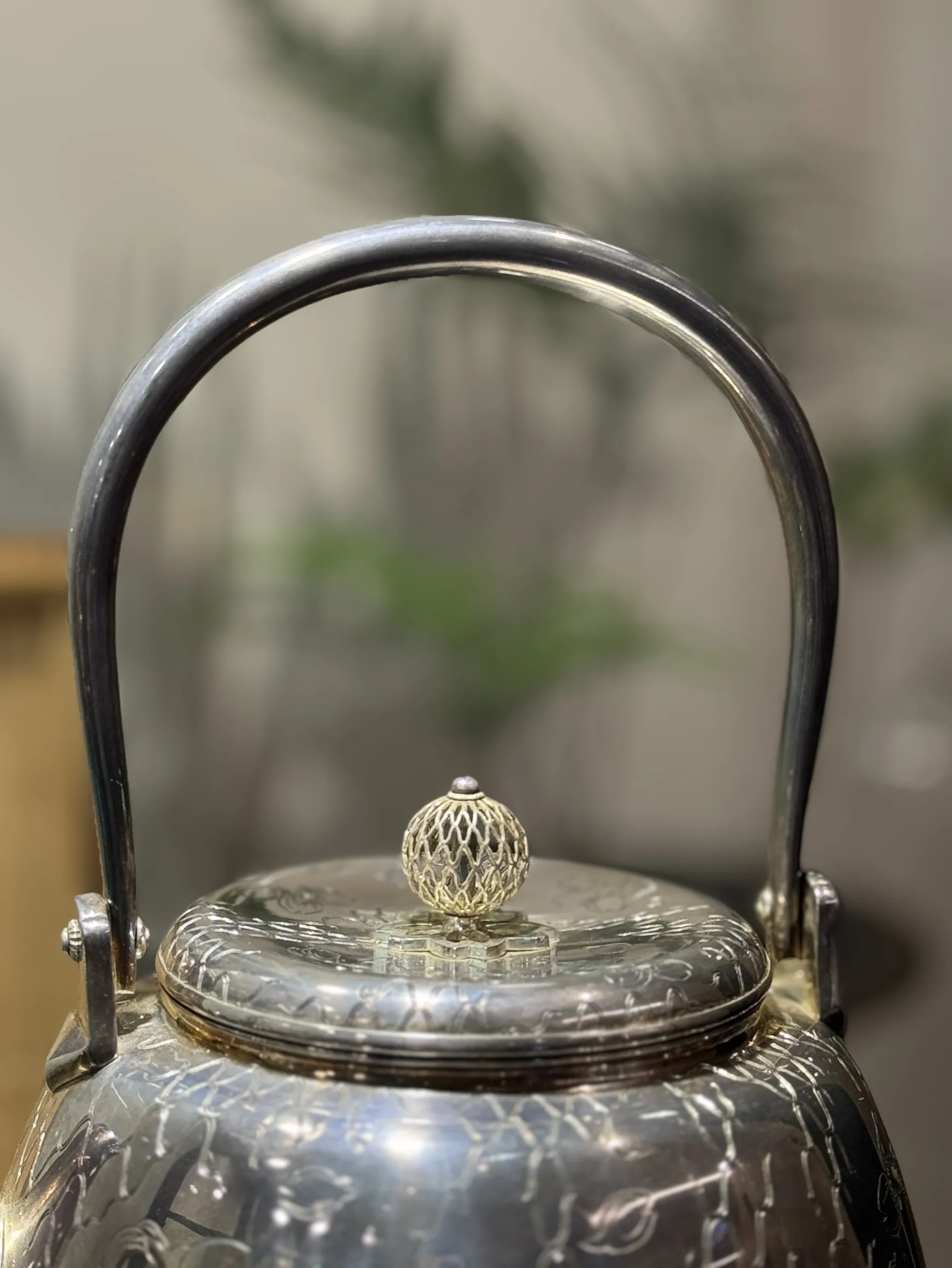 竹影堂 榮真作網櫻純銀湯沸