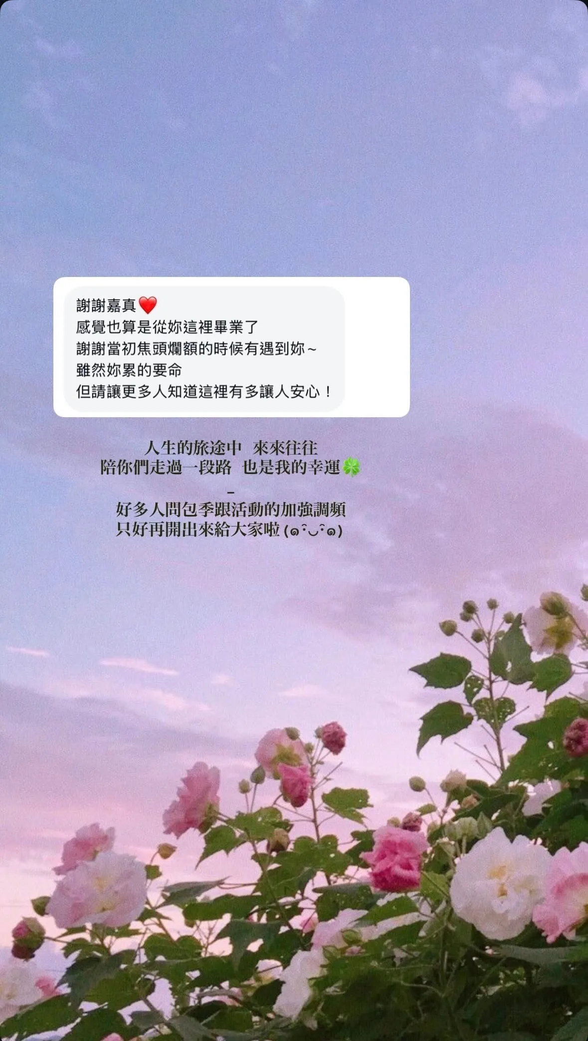 謝謝當初焦頭爛額的時候有遇到妳～