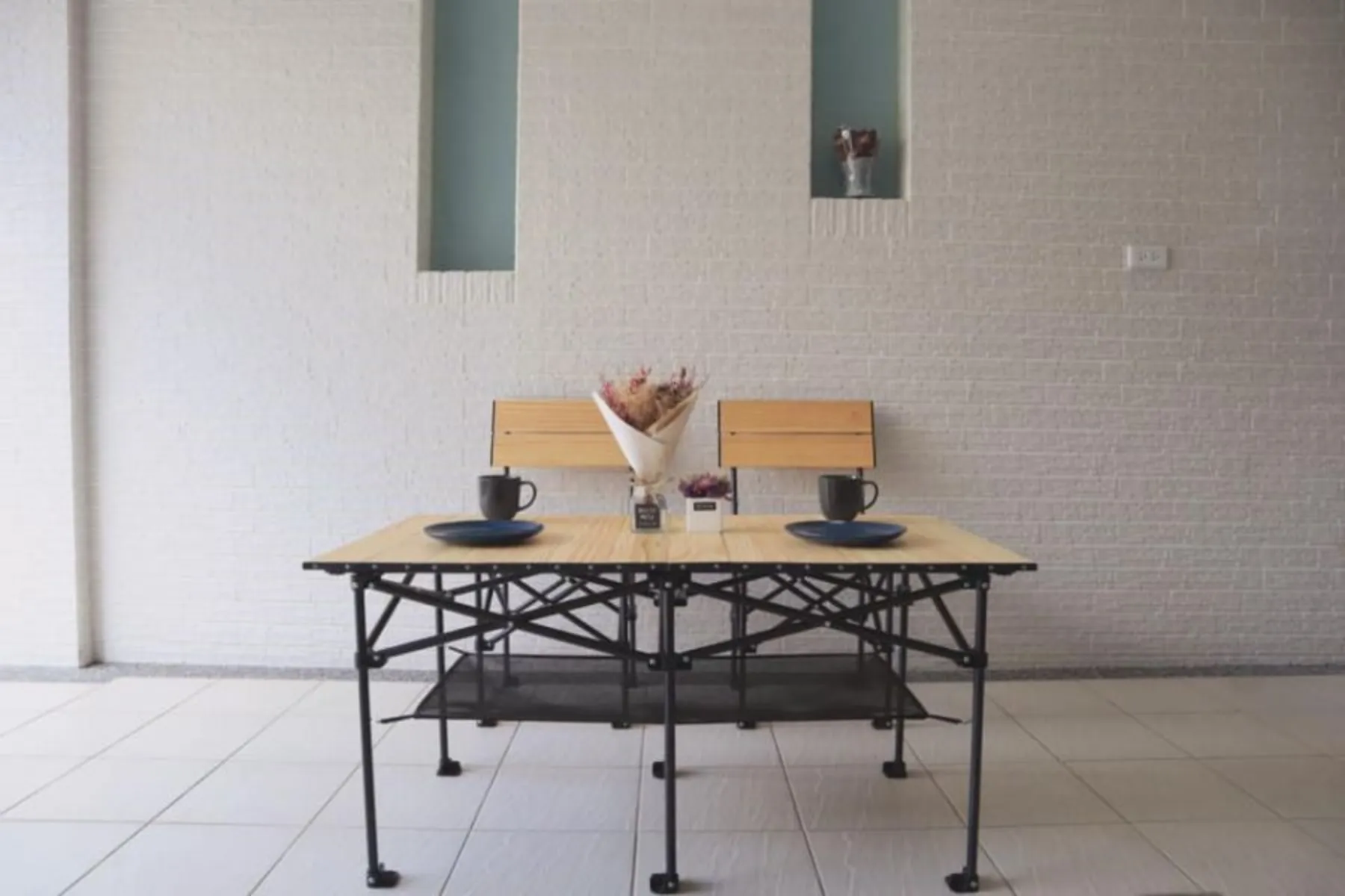 T1實木折疊收納桌(淺木色)