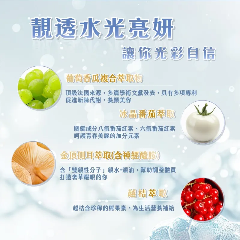 靚透水光亮妍複方膠囊(奶素)/30粒/盒