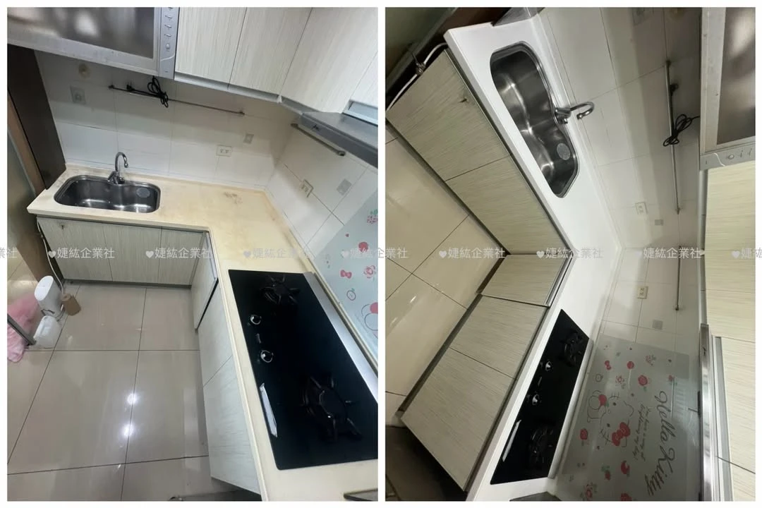 廚房檯面持續翻新中