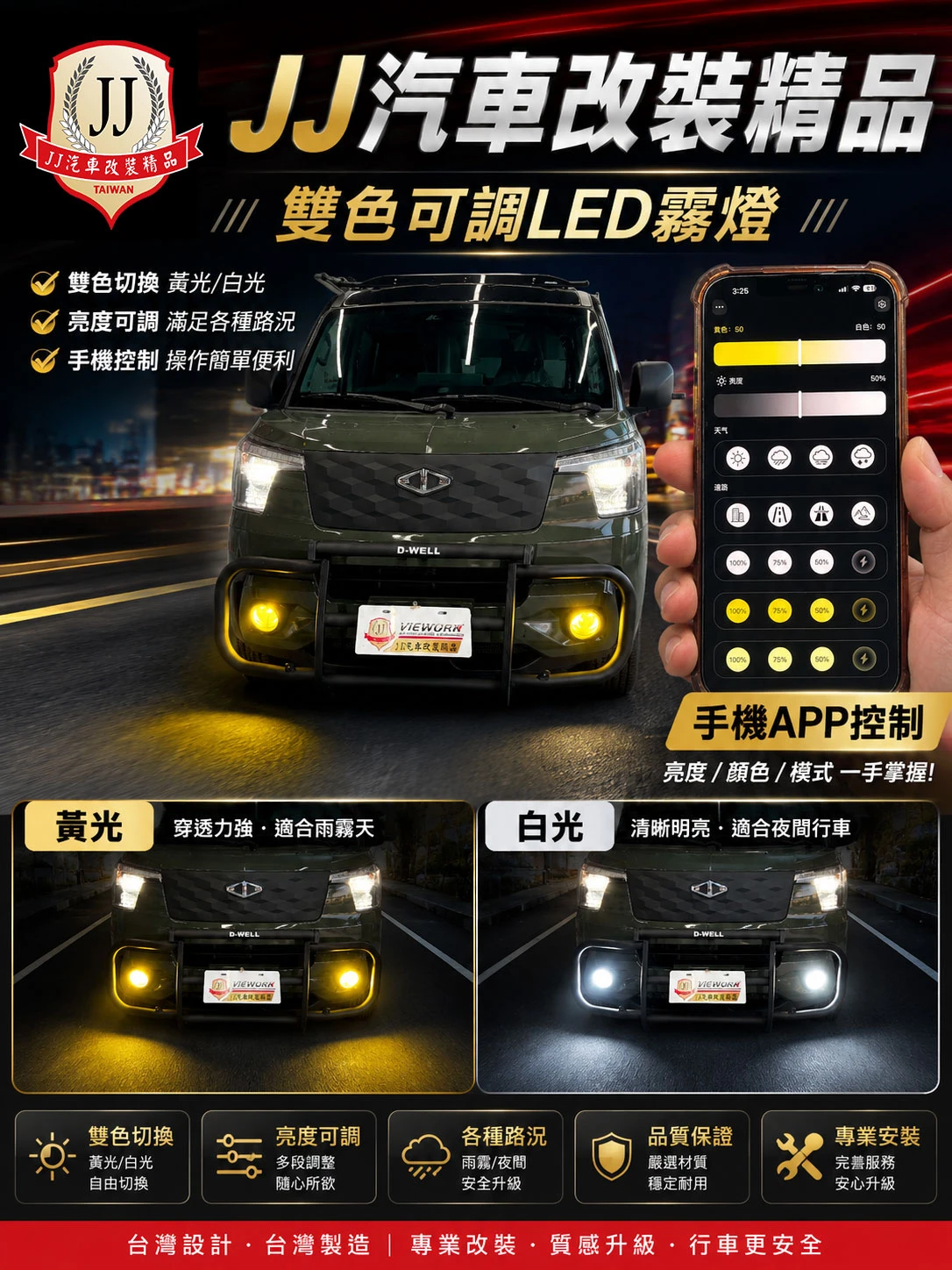 雙色LED 黃白可調色霧燈