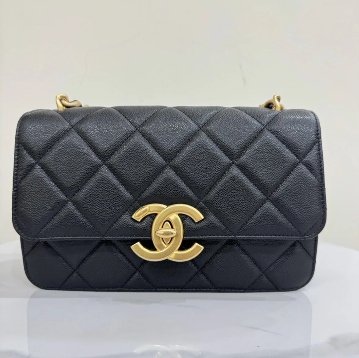 Chanel大雙C荔枝粗鍊包 25cm 芯片款