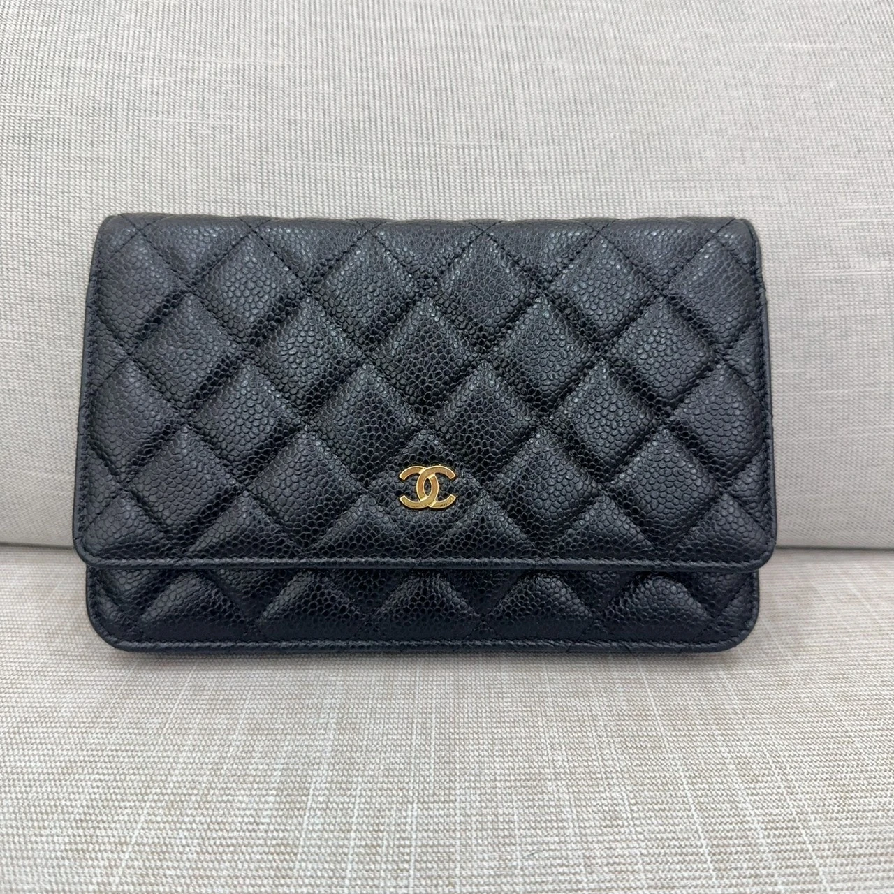Chanel woc黑金荔枝牛 芯片款