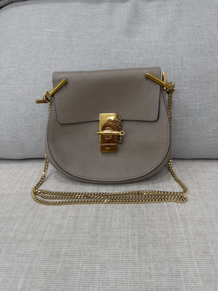 Chloe/克洛伊 大象灰色牛皮金扣小豬包小號鏈條包