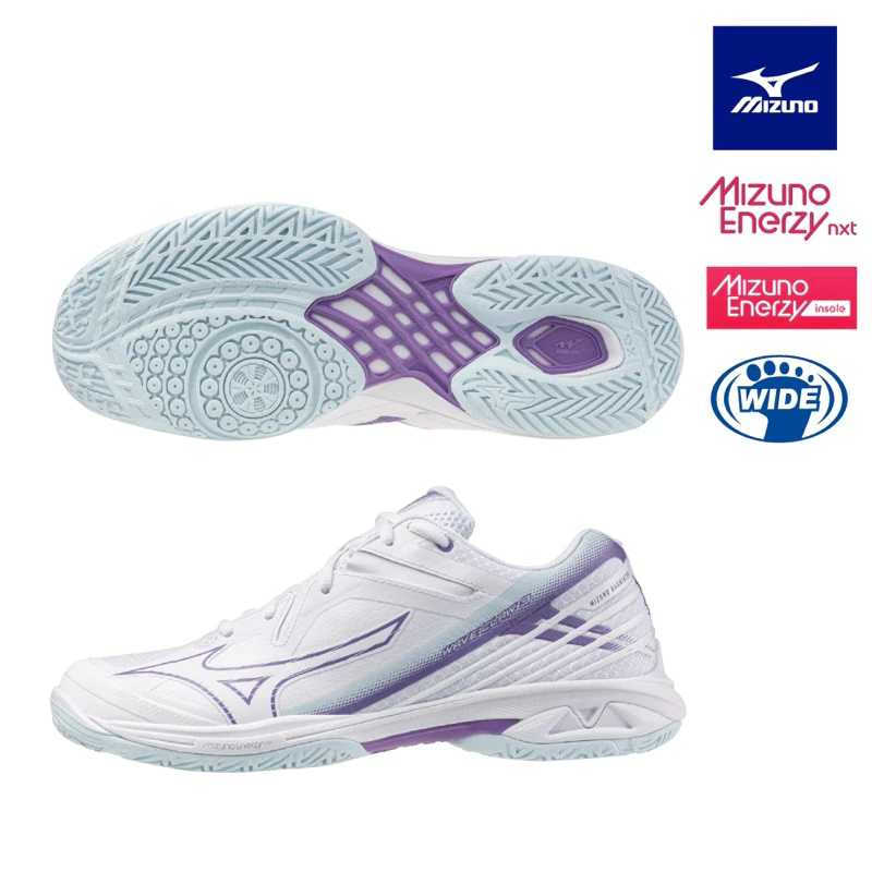 MIZUNO 美津濃WAVE CLAW 3 羽球鞋 71GA244329 白紫