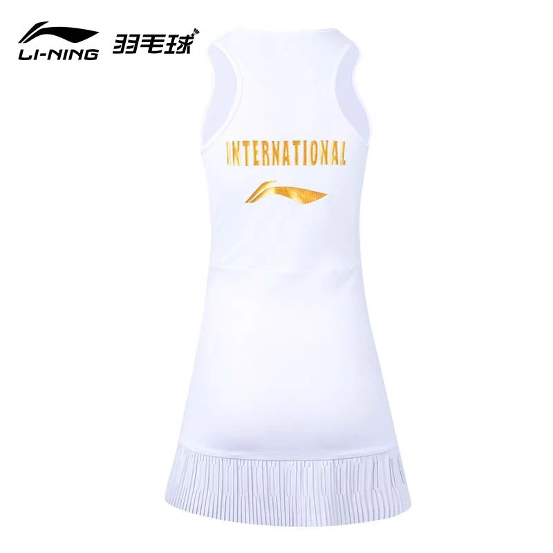 李寧羽毛球服國際球星大賽服女士連衣裙抗菌速乾比賽服 ASKT024