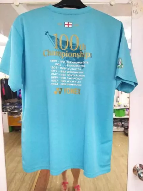 Yonex 2010全英百週年紀念T恤100th 顏色：藍、黑、紅