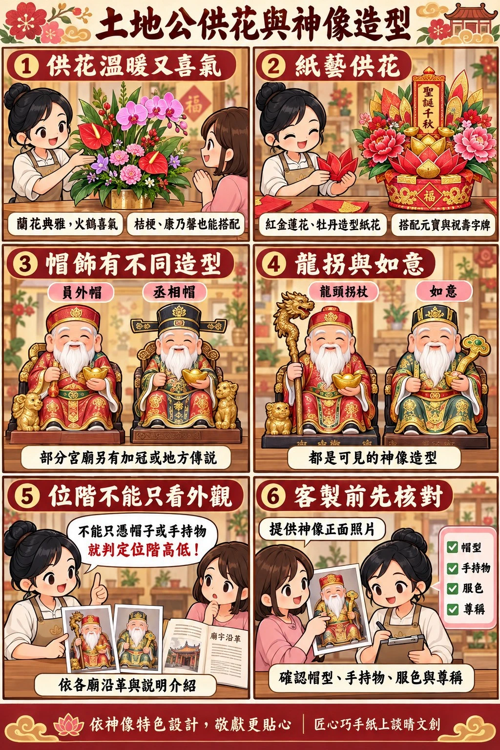 土地公供花與神像造型