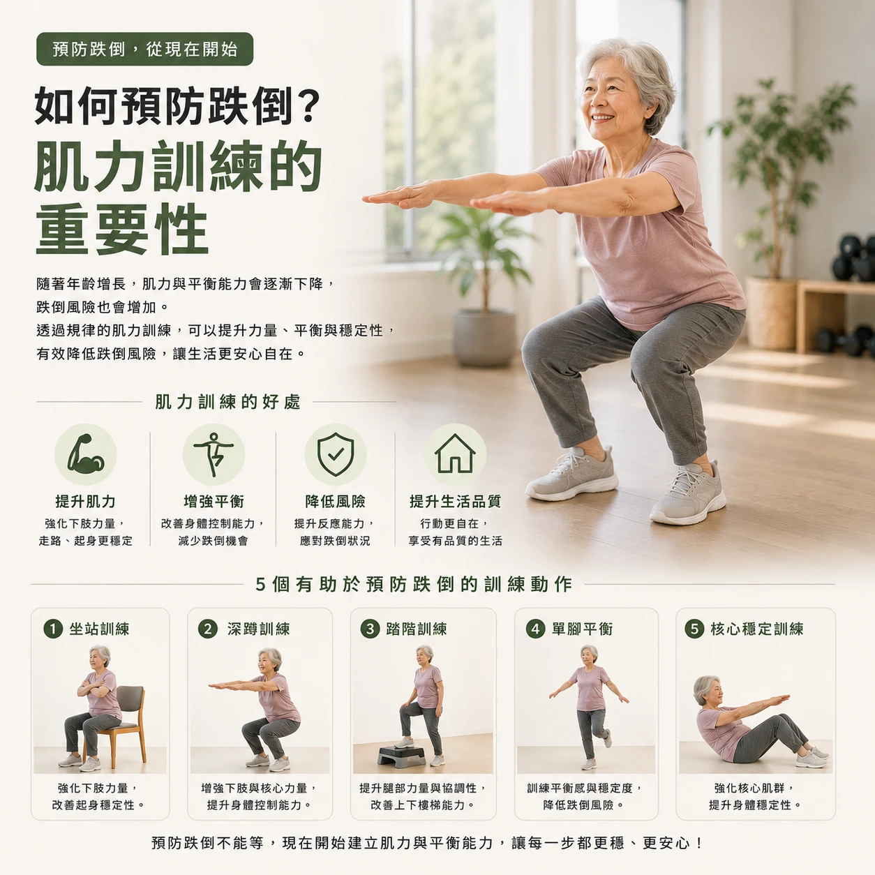如何預防跌倒？肌力訓練是降低跌倒風險的關鍵 銀髮族訓練 永康區健身房推薦
