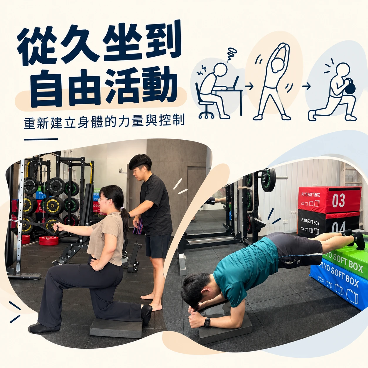 從久坐到自由活動：重新建立身體的力量與控制 上班族救星！