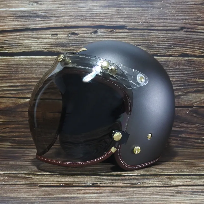 咖啡色皮革TOP PP釦式風鏡-淺茶