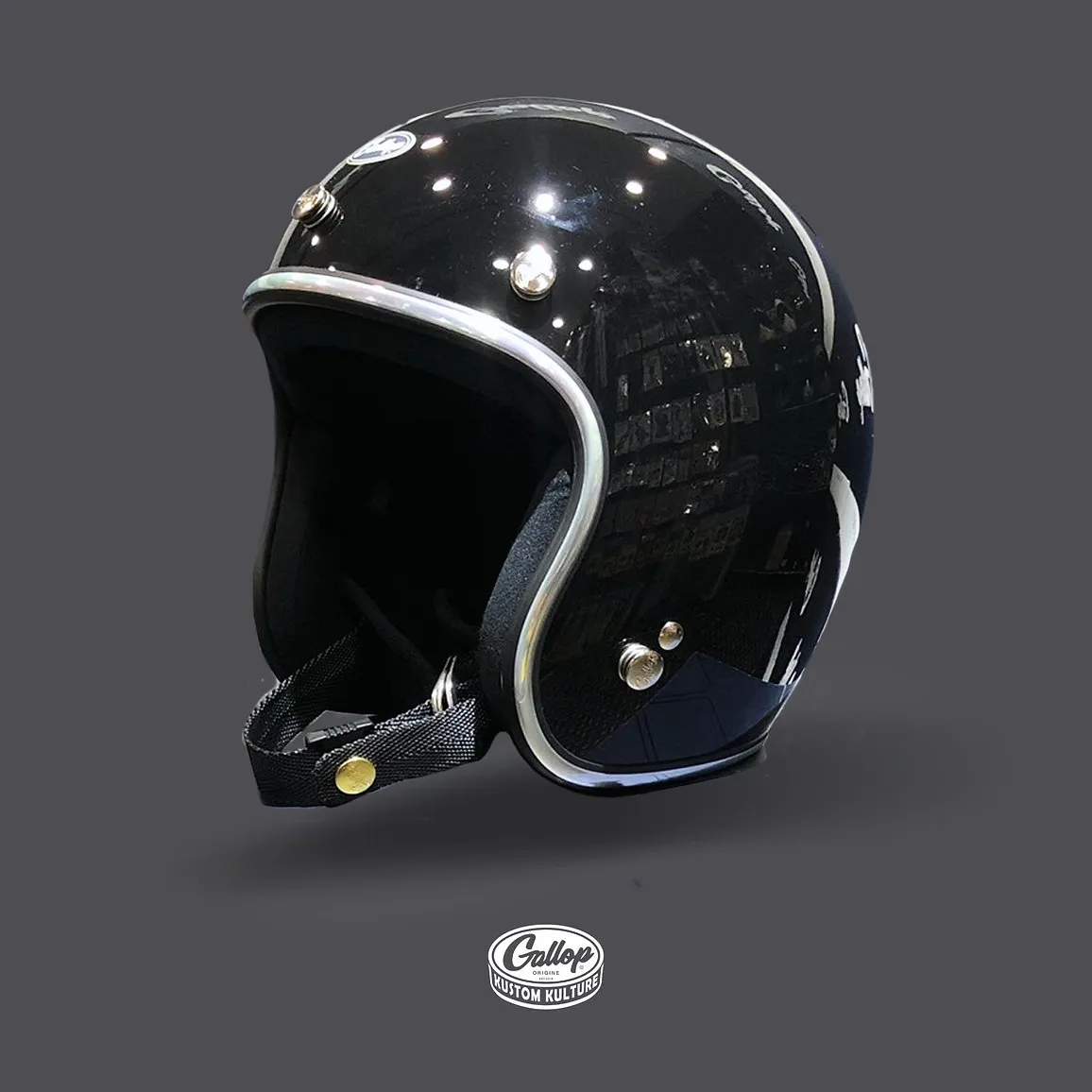 Gallop 3/4素色 復古安全帽 黑色系列