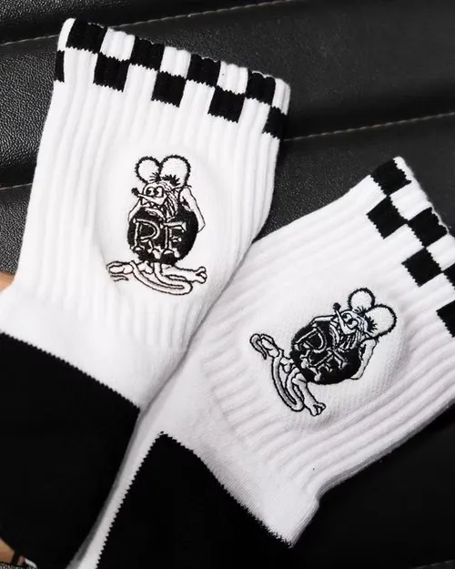 Rat Fink 老鼠芬克 刺繡 中長襪 兩色 [ RAF607 ]
