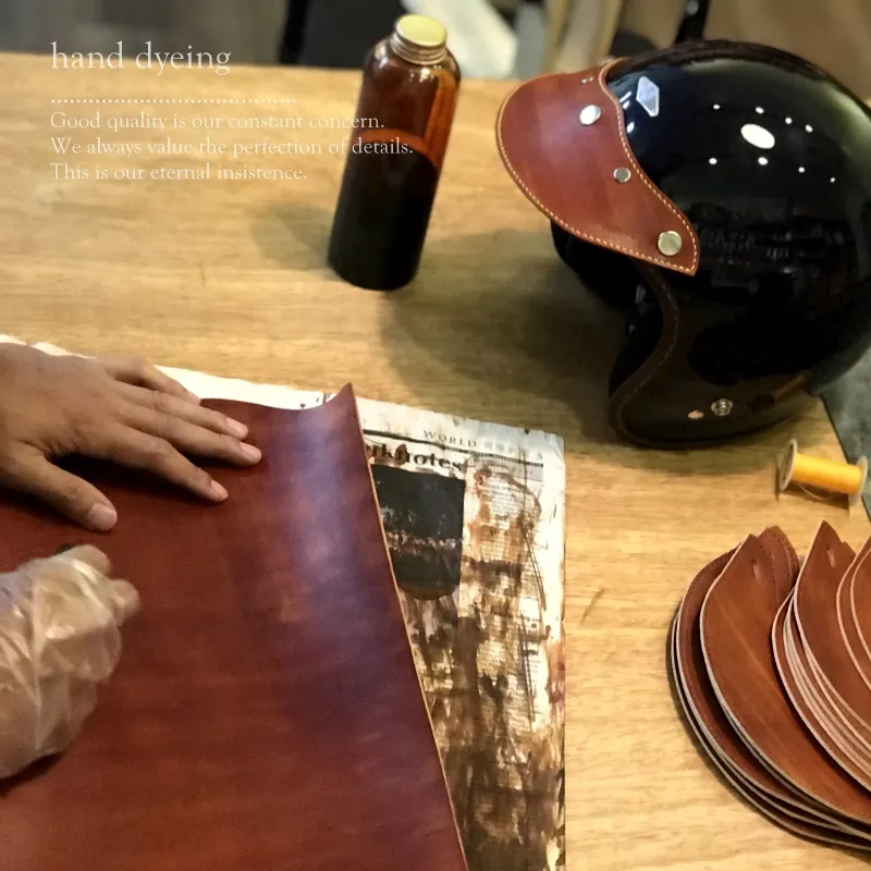 leather visor 手作皮革帽舌 - 銀釦 深綠色