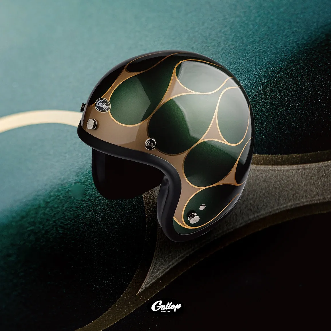 GALLOP’月火’設計款 金箔火焰圖樣 3/4半罩安全帽