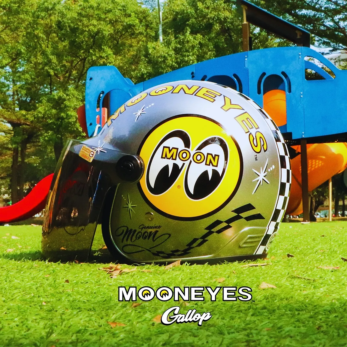 MOONEYES X GALLOP Kids helmets聯名童帽(銀色)