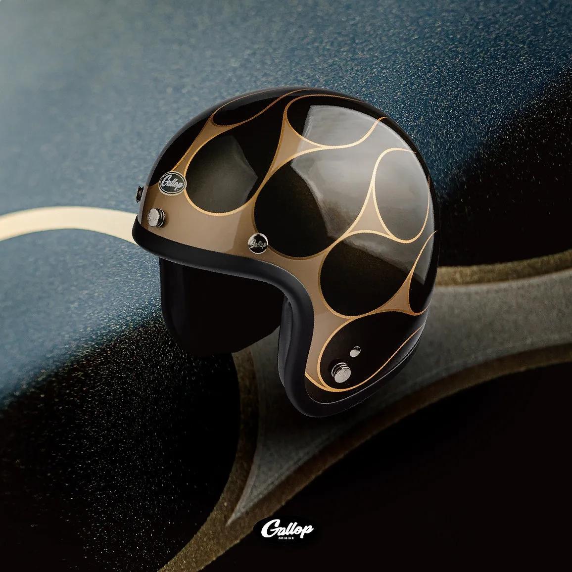 GALLOP’月火’設計款 金箔火焰圖樣 3/4半罩安全帽