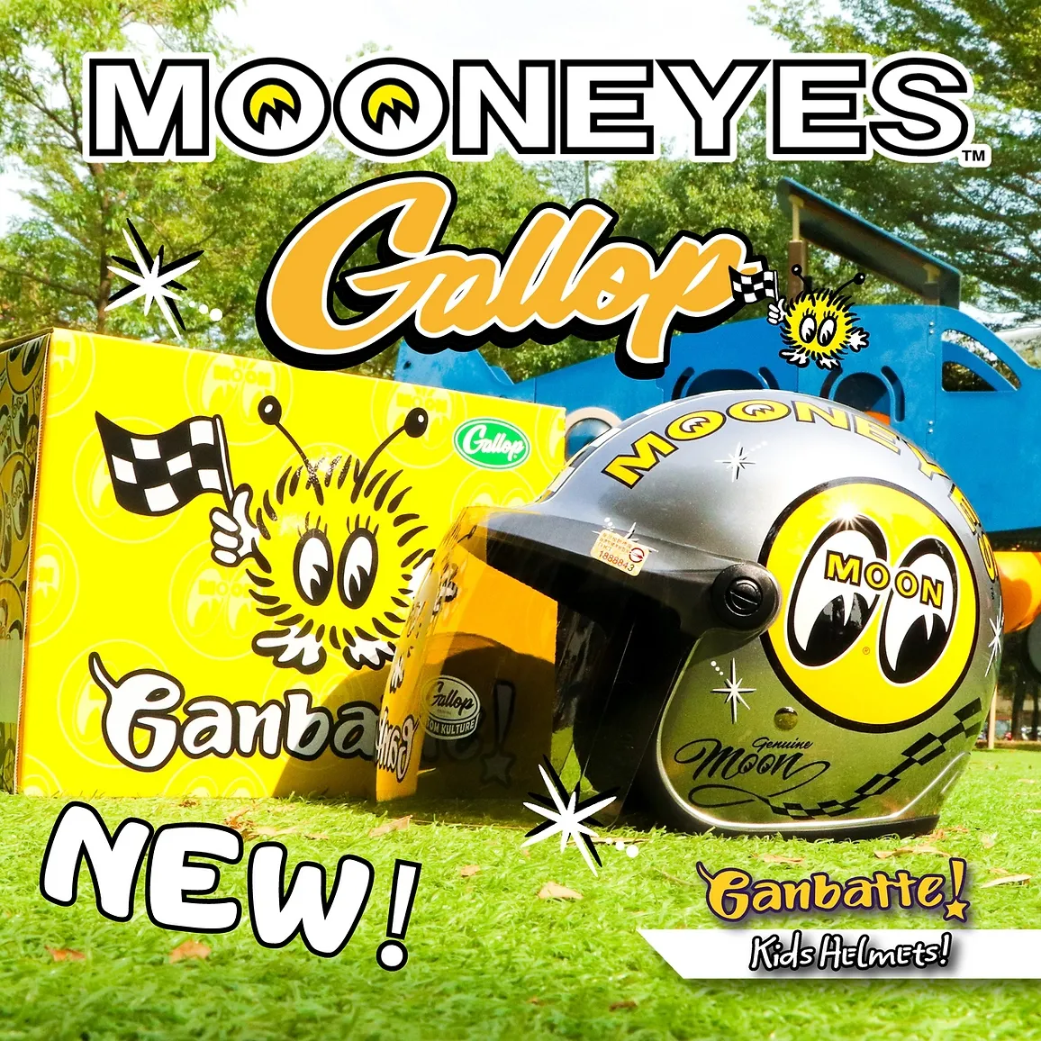 MOONEYES X GALLOP Kids helmets聯名童帽(銀色)