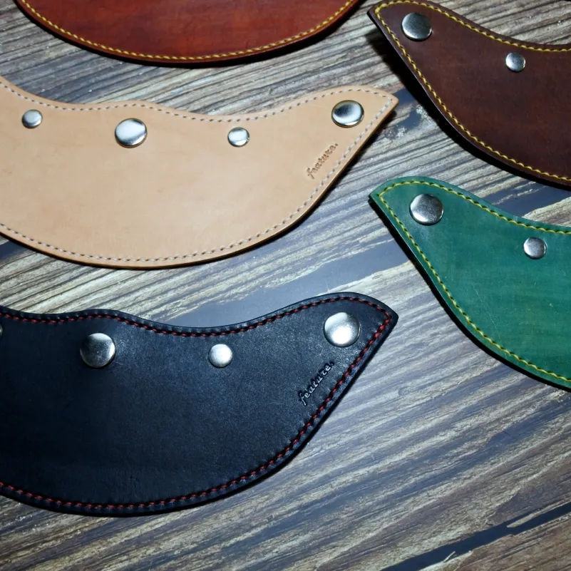 leather visor 手作皮革帽舌 - 銅釦 深綠色