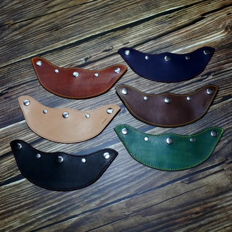 leather visor 手作皮革帽舌 - 銀釦 深綠色