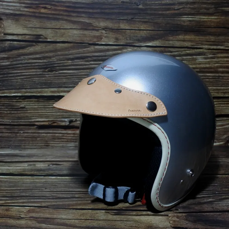 leather visor 手作皮革帽舌 - 銀釦 深綠色