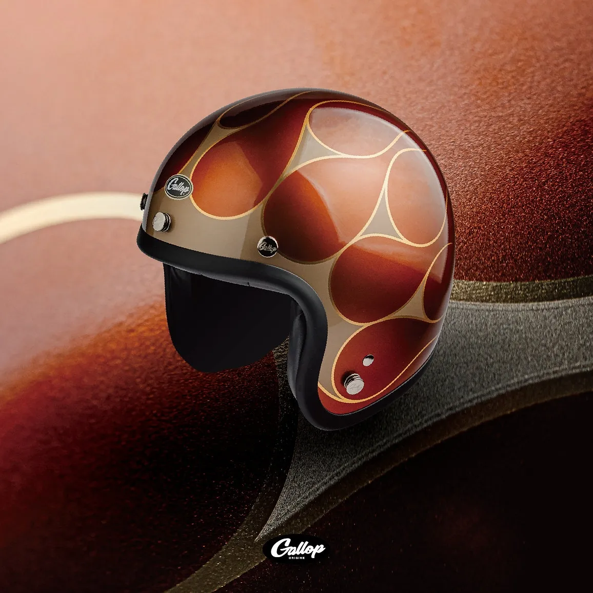 GALLOP’月火’設計款 金箔火焰圖樣 3/4半罩安全帽