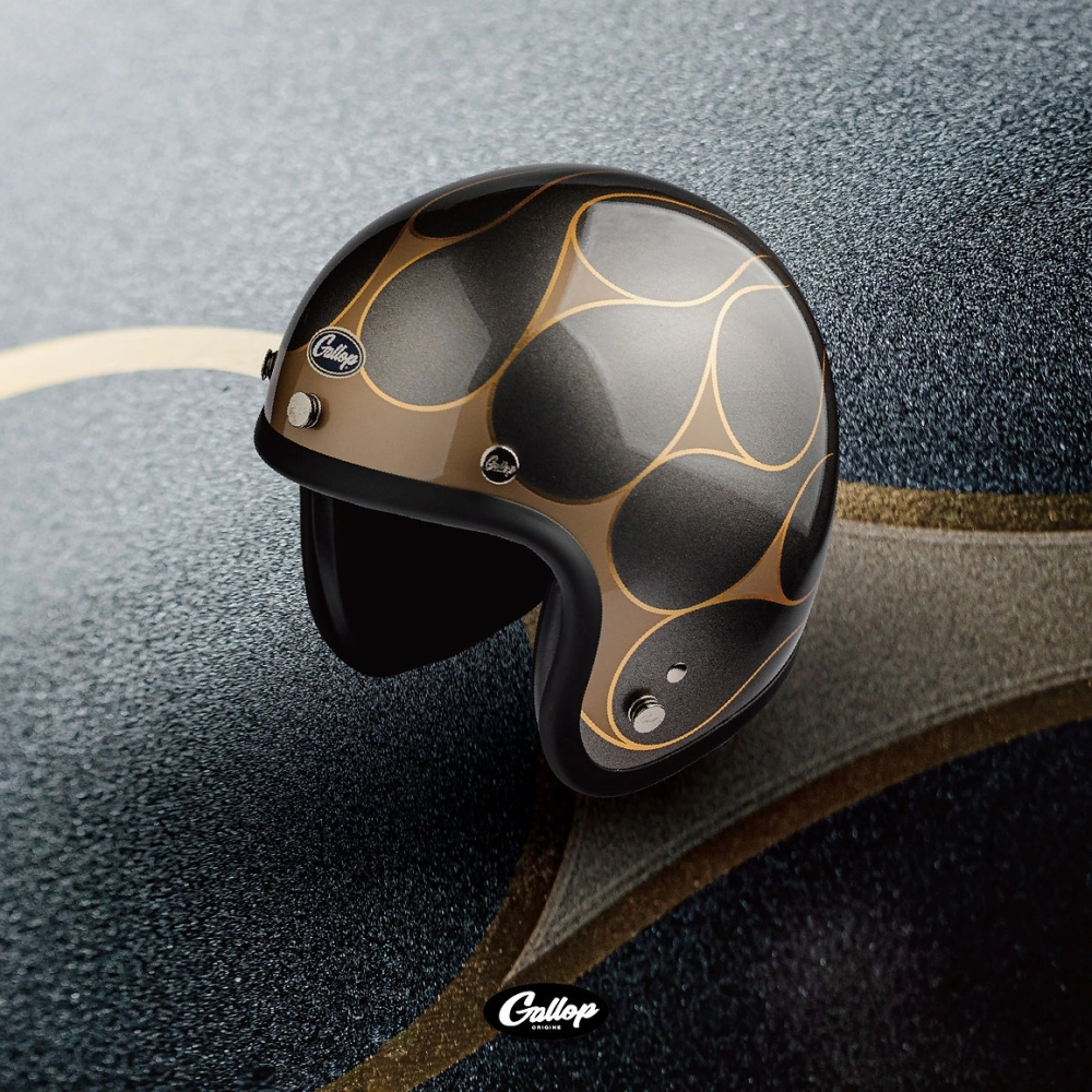 GALLOP’月火’設計款 金箔火焰圖樣 3/4半罩安全帽
