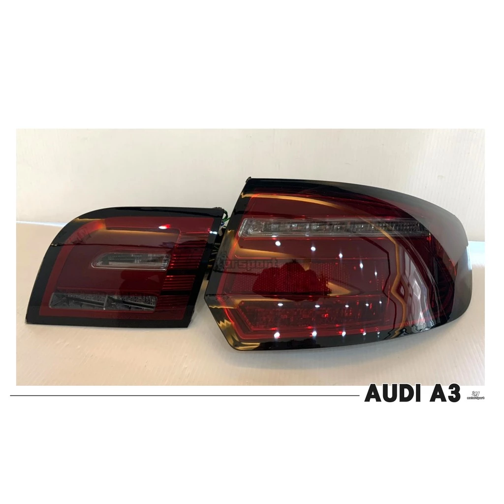 全新 AUDI A3 S3 03 04 05 06 07 年 5門 5D 跑馬方向燈 全LED 紅黑 光柱 尾燈