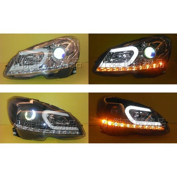全新 BENZ W204 小改款 12 13 14 C250 C200 大C 黑框 光條 R8 魚眼 大燈