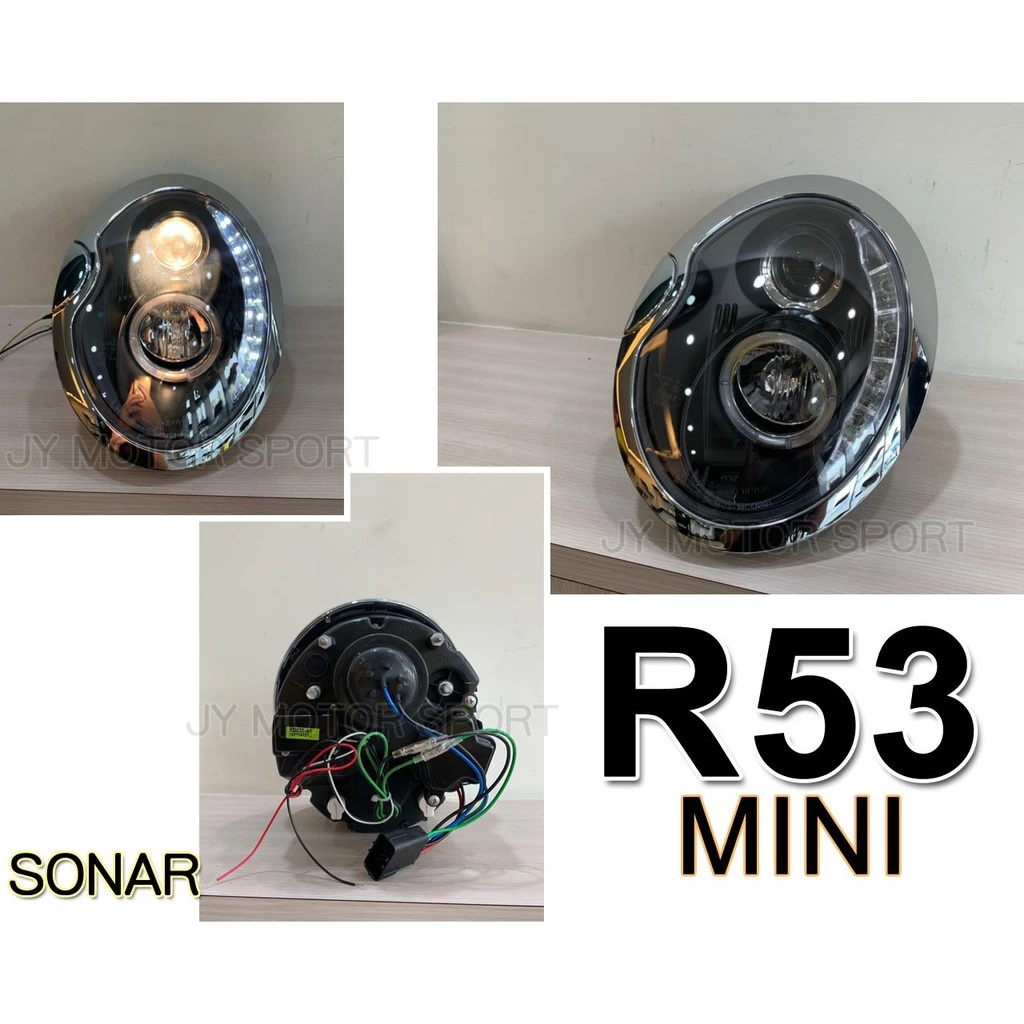 全新 MINI R53 R50 R52 COOPER MINI ONE 黑框 R8燈眉 頭燈 大燈