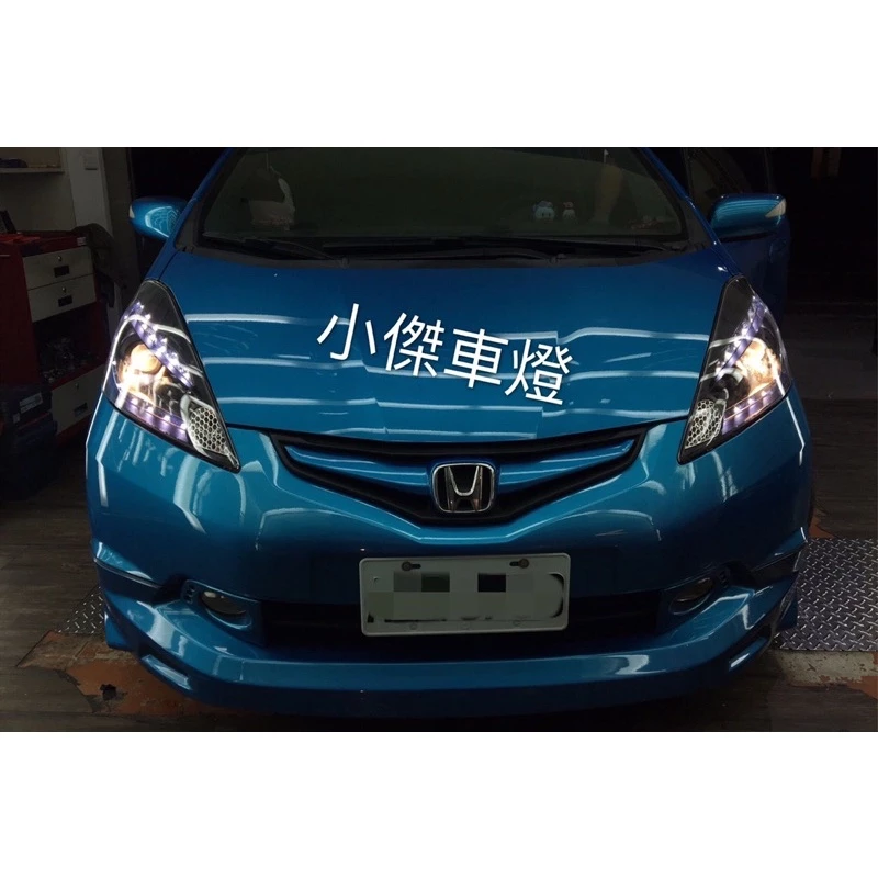 HONDA FIT 06 07 08 09 10 年 jazz 仿 R8款 C型 黑框 DRL燈眉 魚眼 大燈